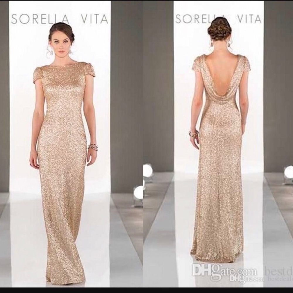 Sorella Vita Rose Gold Sequin Gown Dress